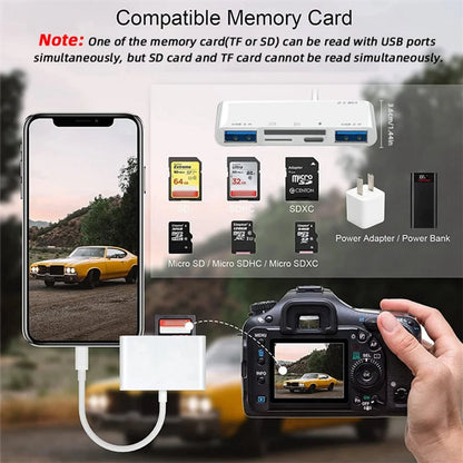 NÖRDIC USB-C Kaartlezer - 2x SD Slot + 3x USB-A + USB-C 30W Power Delivery – Aluminium USB-C Hub