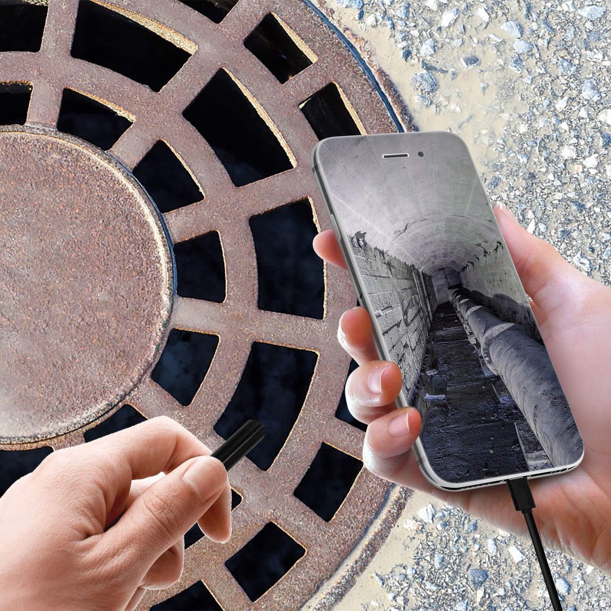 5m Endoscoop camera - 7mm kop en 5m kabel inspectiecamera - 720p HD - Te gebruiken met android telefoons of desktop (USB-A, USB-C, Micro USB), Waterdicht