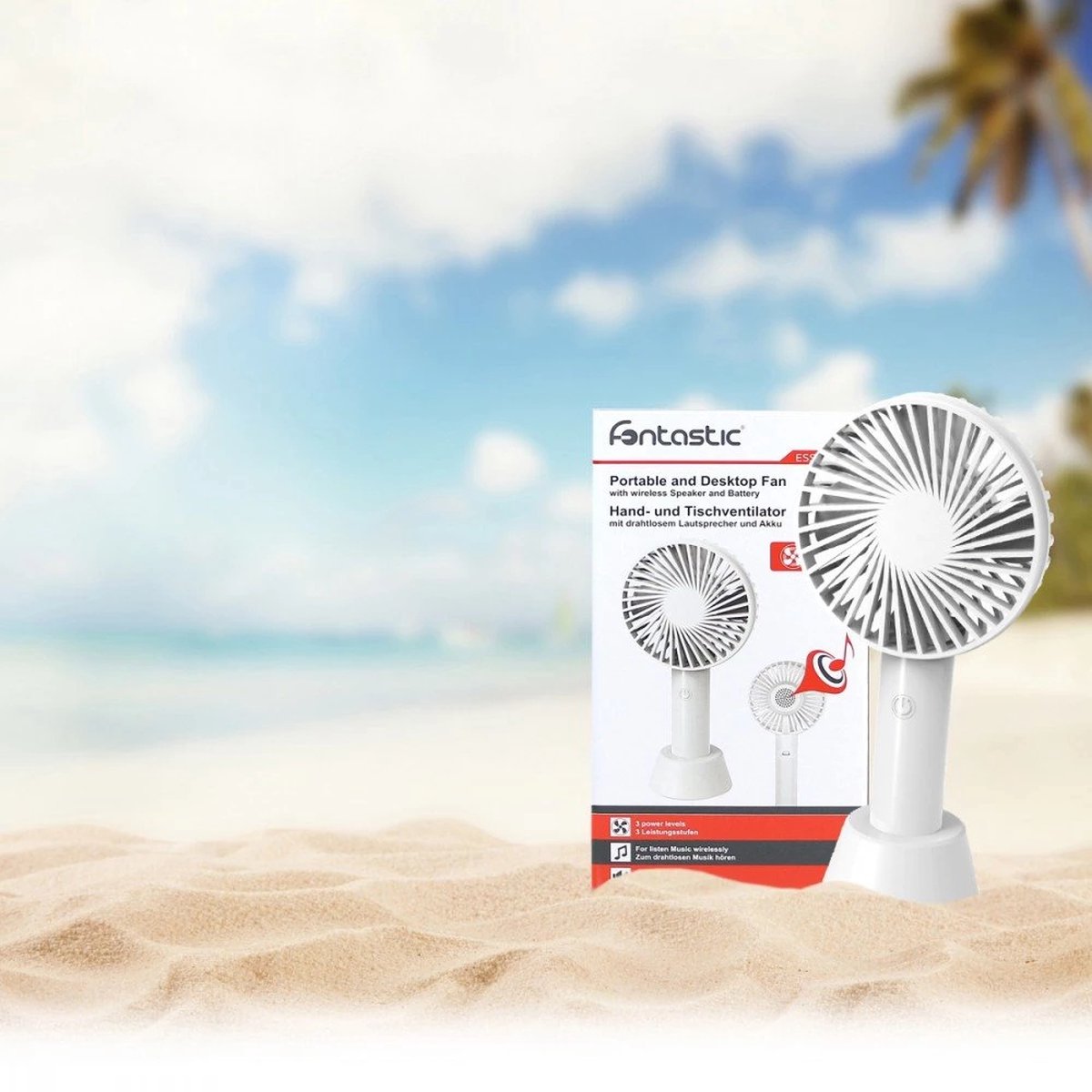 Fontastic 255601 Desk Fan - With Built-in Wireless Speaker - White