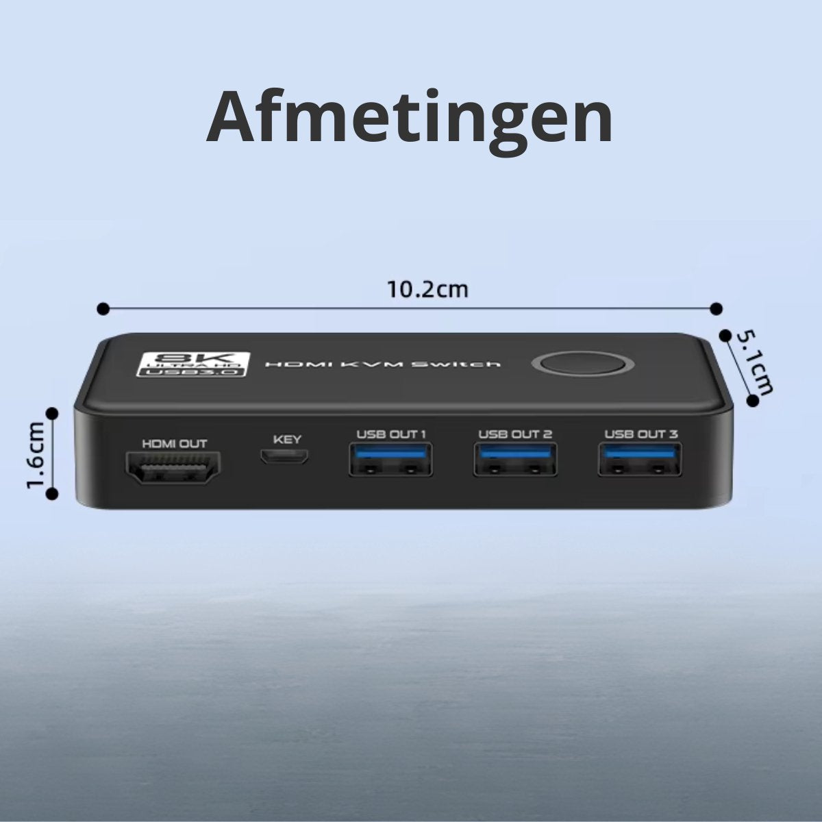 Delmark HDMI KVM Switch - 2 PC's naar 1 Monitor - USB 3.0 - HDMI 2.1 8K60Hz - Inclusief HDMI en USB Kabels