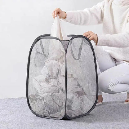 Opvouwbare Wasmand - Mesh materiaal - Grote Capaciteit -50x30 cm - Zwart
