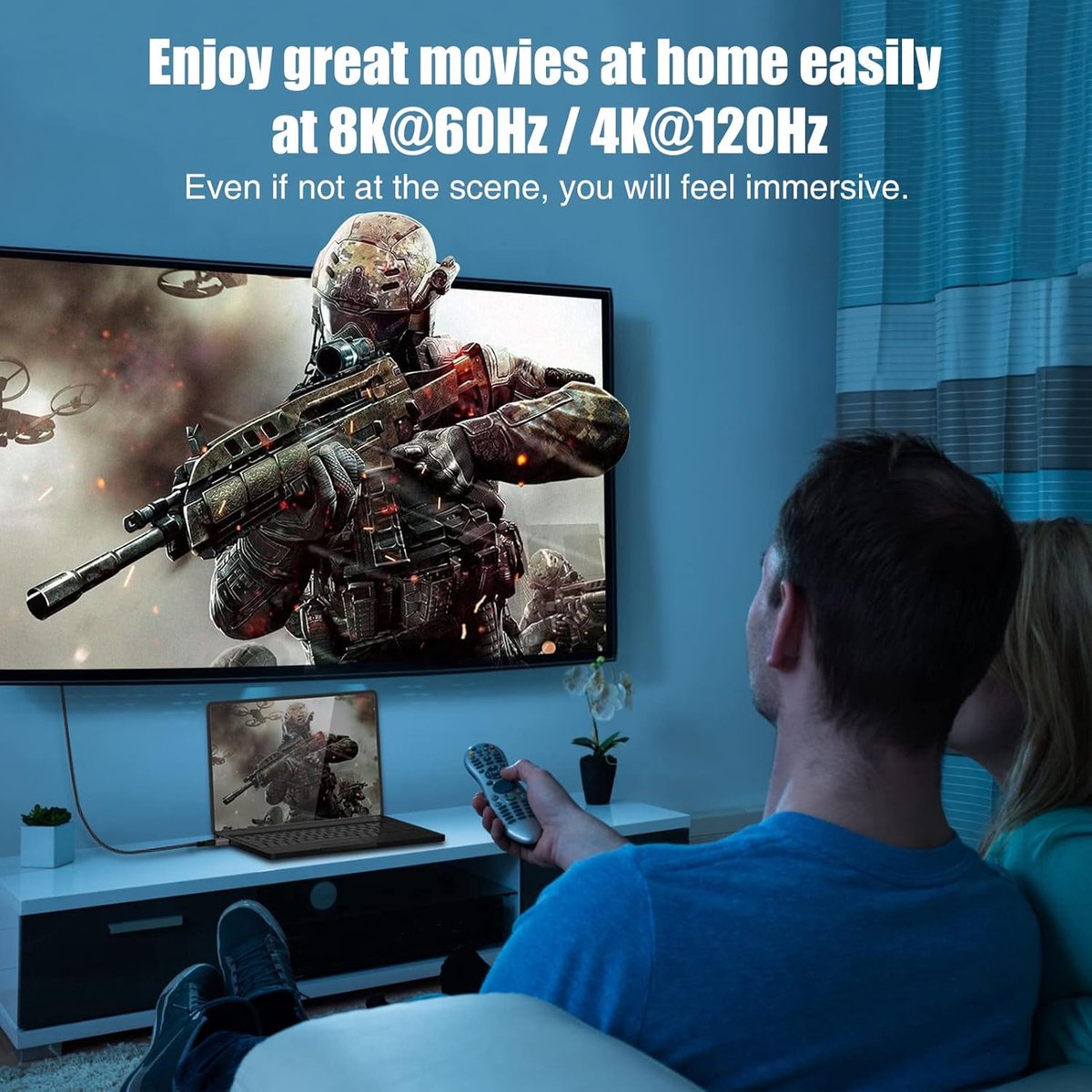 NÖRDIC HDMI-F016 HDMI to HDMI Fiber Optic Cable, 8K 60Hz, 48Gbps, Dynamic HDR eARC Support, HDMI 2.1, 15m, Black