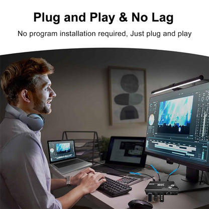 Delmark HDMI KVM Switch - USB-C - 8K - 2 PC naar 1 Monitor - USB 3.0 en RJ45 delen tussen 2 PC's - Met afstandsbediening