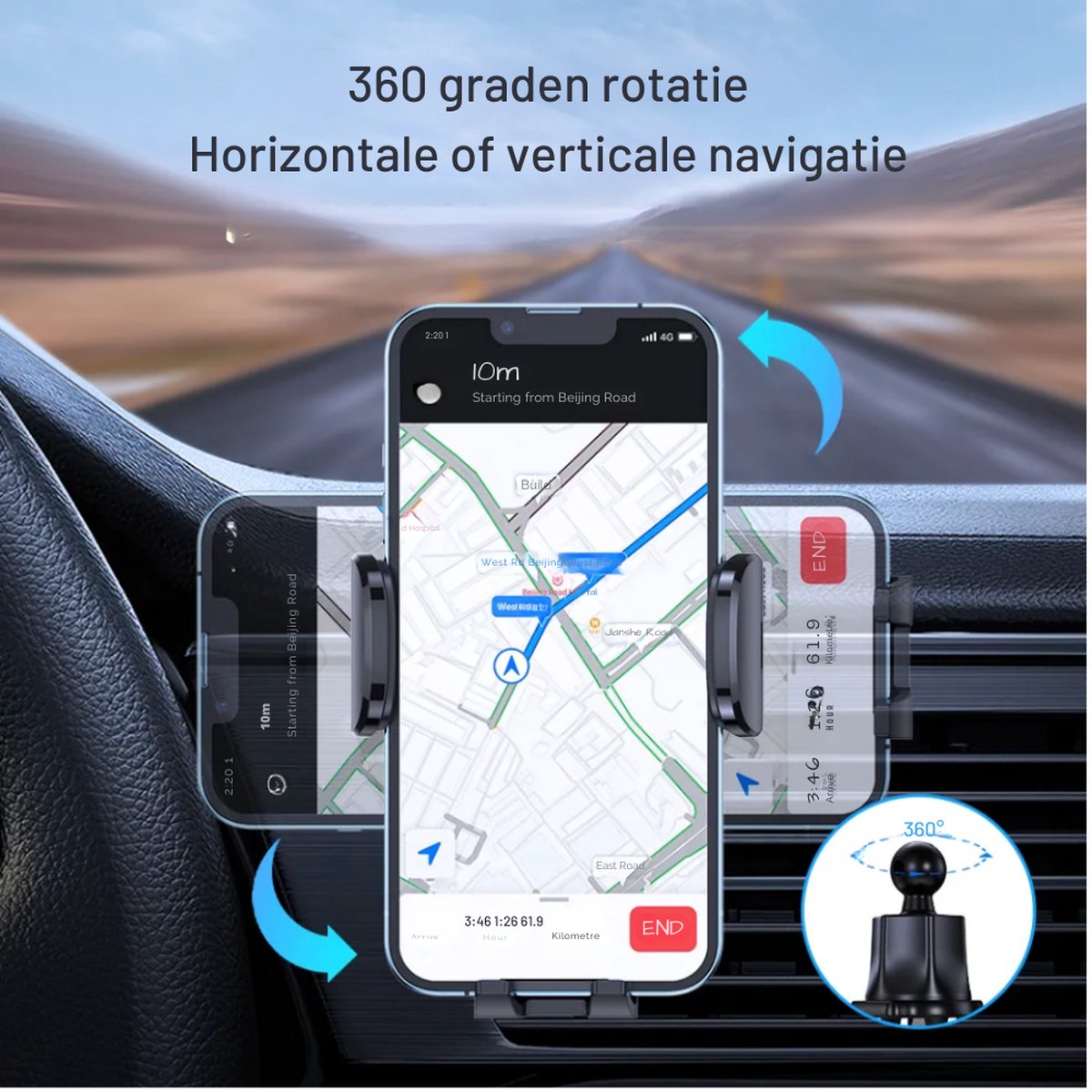 TOPK Auto Telefoonhouder - Air Vent - Ventilatie Houder - 360 rotatie - Universeel