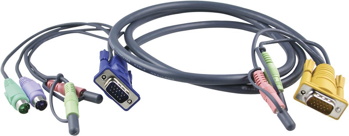 Aten 2L5303P toetsenbord-video-muis (kvm) kabel 3 m Zwart