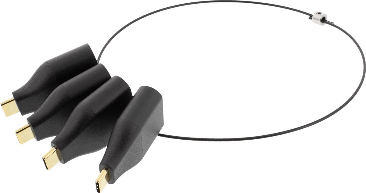 DELTACO USBC-AR1 USB-C-adapterring - mini DisplayPort - DisplayPort - VGA - HDMI - Zwart