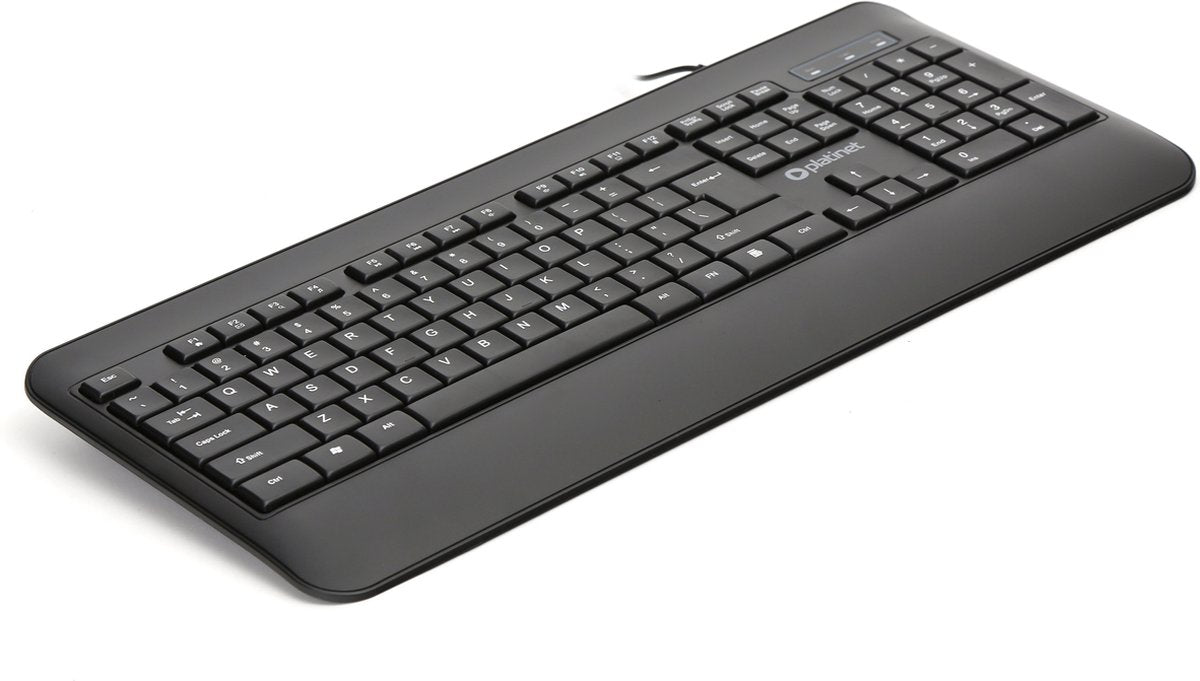 Platinet PMK110B QWERTY USB Toetsenbord - US versie design USB keyboard met numpad - polssteun- zwart