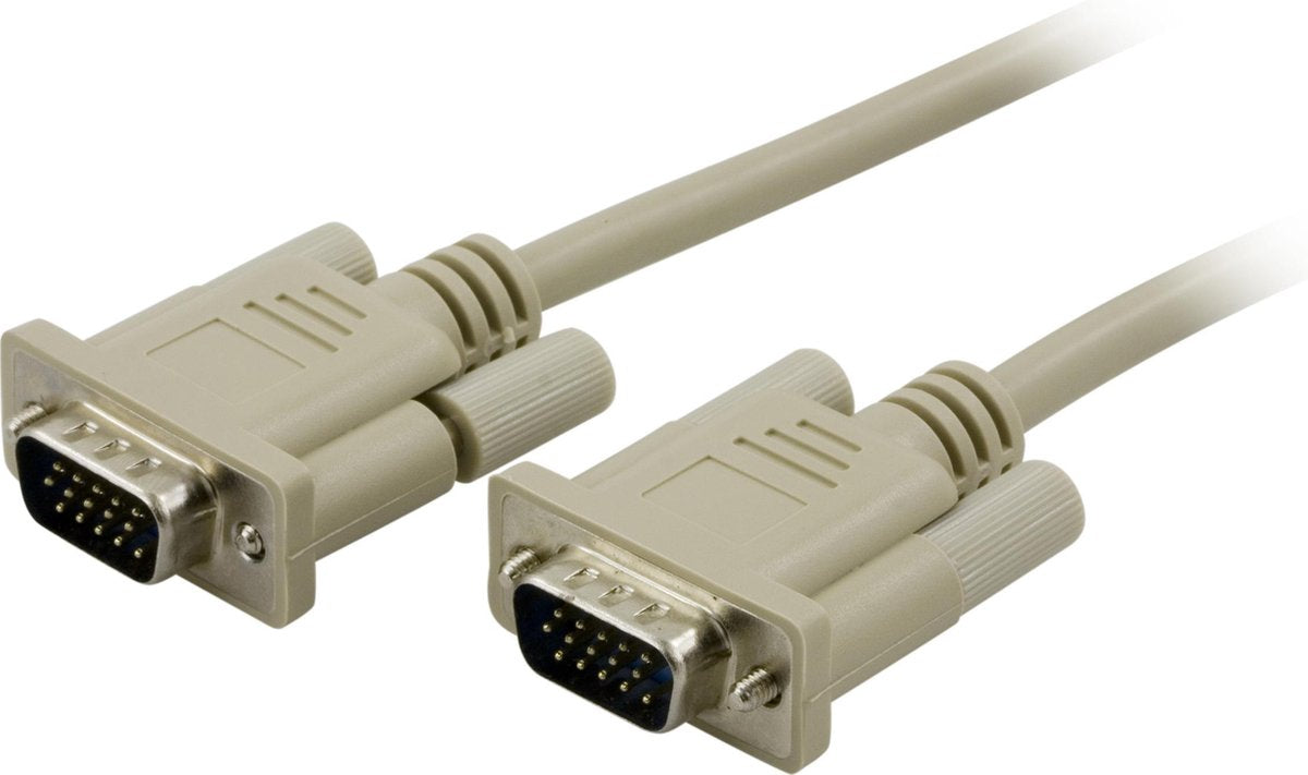DELTACO DEL-39A, VGA mannelijk naar VGA mannelijk, grijs - 2 meter