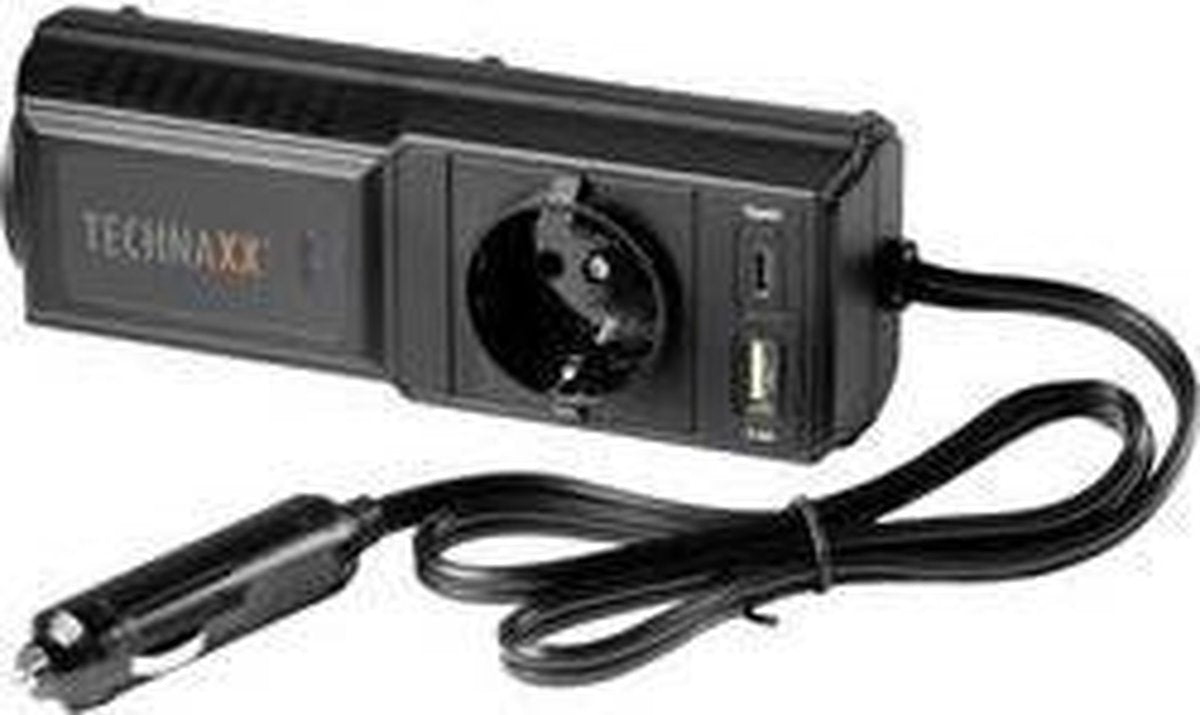 Technaxx TE21 Auto 12V spanningsomvormer met 2 USB poorten en 1 x 230V stopcontact max. 200W