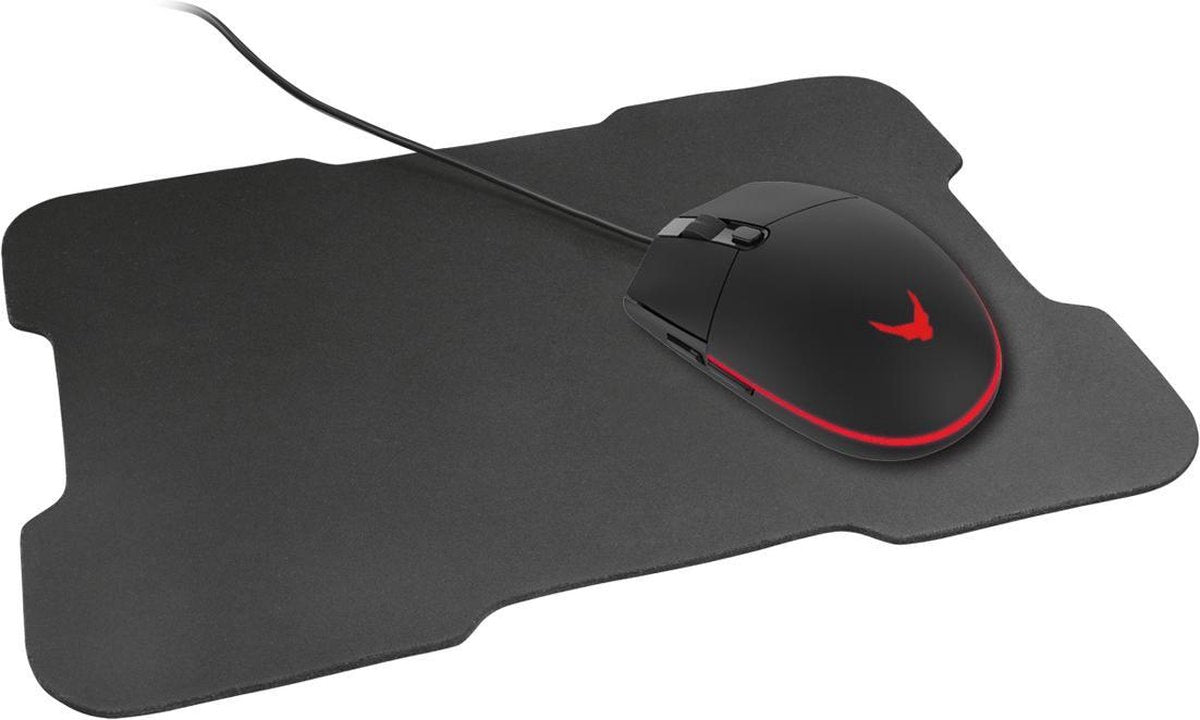 Varr VSETMPX5 - Gaming set - USB mouse with mouse pad - USB mouse 1000, 1600, 2400, 3200 dpi adjustable - 7 color LED lighting - mouse pad 295 x 210 x 2 mm - Black