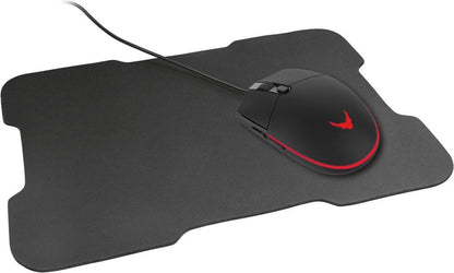Varr VSETMPX5 - Gaming set - USB mouse with mouse pad - USB mouse 1000, 1600, 2400, 3200 dpi adjustable - 7 color LED lighting - mouse pad 295 x 210 x 2 mm - Black