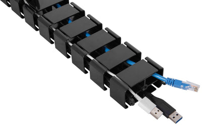 DELTACO OFFICE DELO-0203, Cable duct column with 4 channels and weighted base plate, 1.3m, black