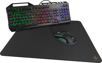 DELTACO GAMING GAM-113 - 3-in-1 gaming kit met metalen RGB-toetsenbord, muis met verlichting, muismat - Pan-Nordic layout - zwart