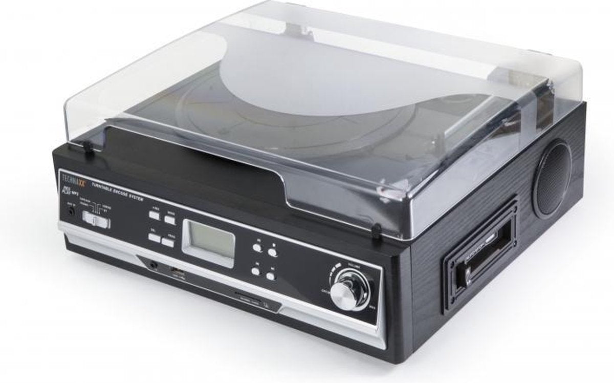 Technaxx TX-22+ Platenspeler en cassettedeck met digitaliseer functie naar USB of SD, ingebouwde speakers en Bluetooth, Zwart