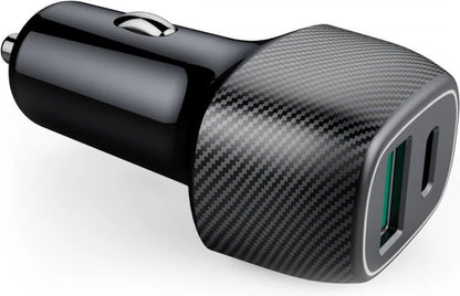 Fontastic 254512 Auto Oplader - snellader 3.0 - USB-A + Type-C - 36W - Zwart