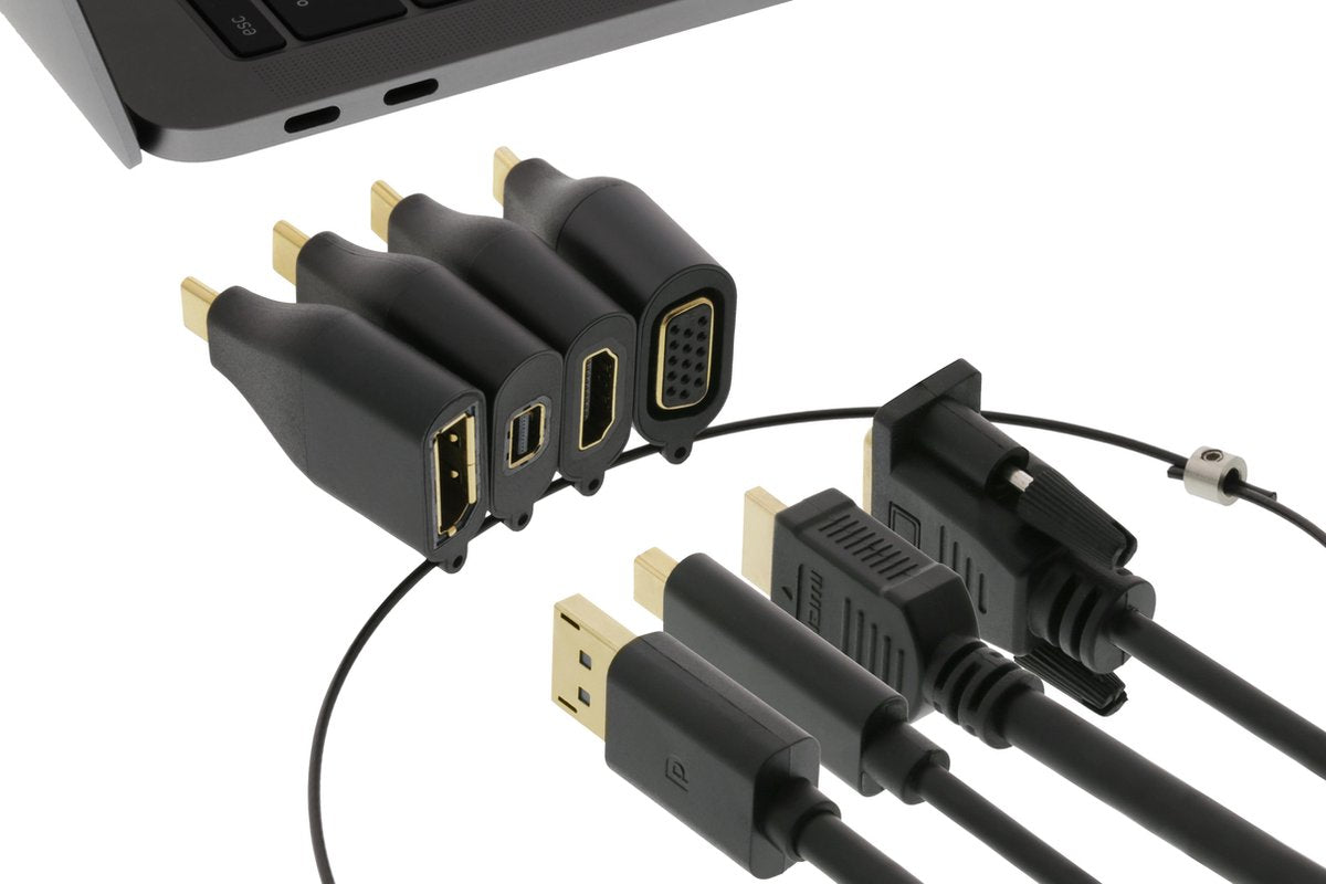 DELTACO USBC-AR1 USB-C-adapterring - mini DisplayPort - DisplayPort - VGA - HDMI - Zwart