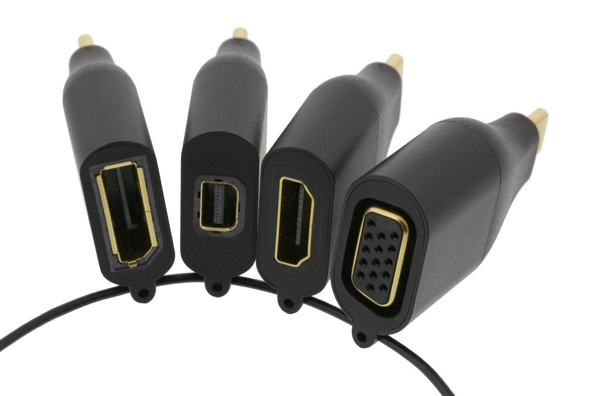 DELTACO USBC-AR1 USB-C-adapterring - mini DisplayPort - DisplayPort - VGA - HDMI - Zwart