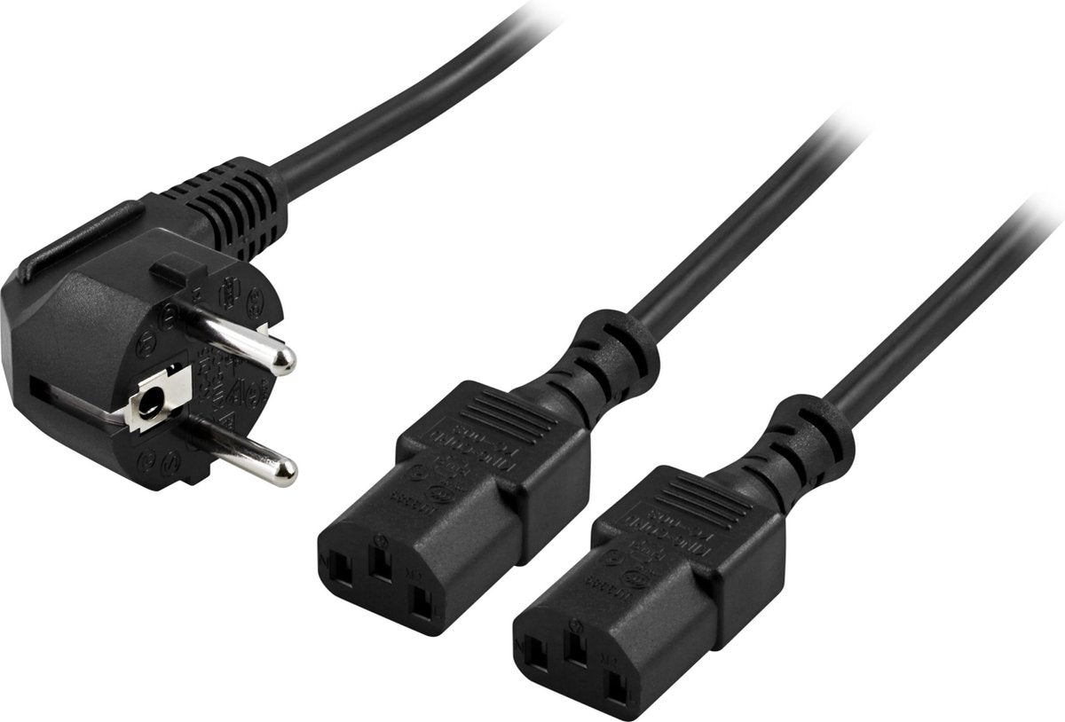 DEL-109D Y-cable for wall socket, monitor and PC, IEC plug C13, 2m