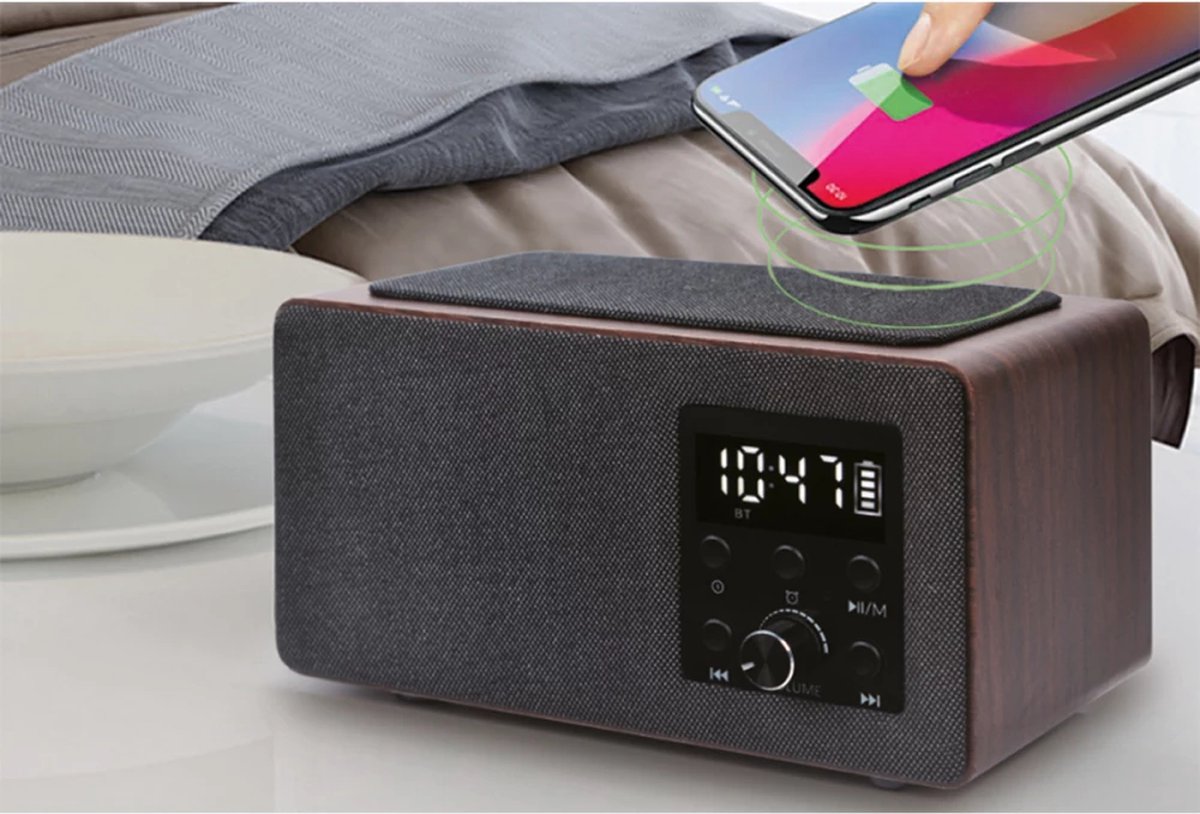 Fontastic 260353 Bluetooth Speaker - Wekker - FM-Radio - Kaartlezer, Draadloos Oplaadfunctie