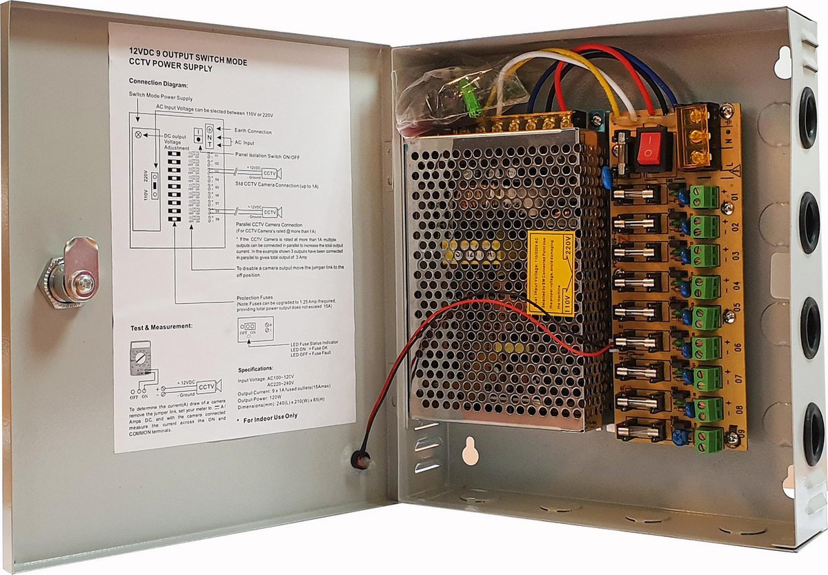 CC-POWER06-Q - Power supply box for CCTV 12V - 9 channels - 10A