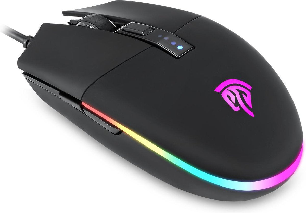 EasySMX V50 USB gaming mouse, RGB LED lighting, 7000 DPI, Wired, black