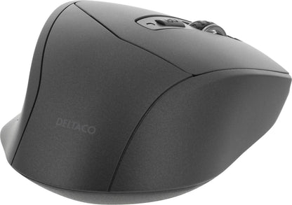 DELTACO MS-901 Stille Bluetooth-muis met ingebouwde receiver, 800-1600 DPI, 4 knoppen, grijs