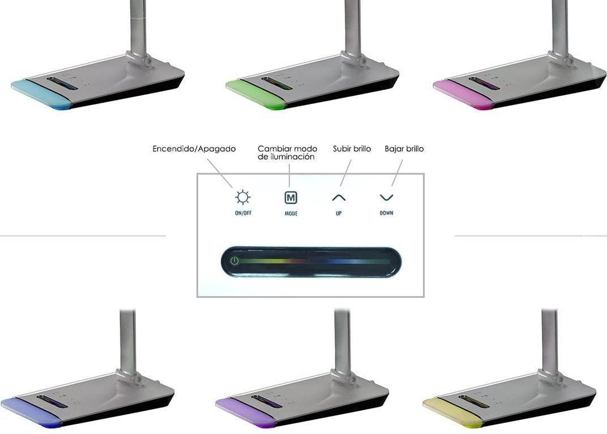 LED Bureaulamp tafellamp nachtlamp met tijd, datum en temperatuur (zilver)