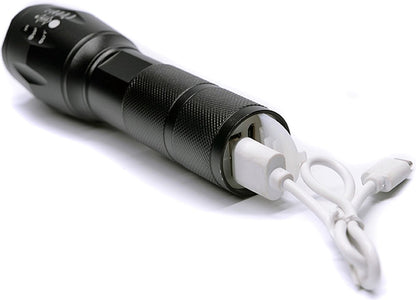 Platinet PAFT10W Tactische oplaadbare LED zaklamp met powerbank functie zwart