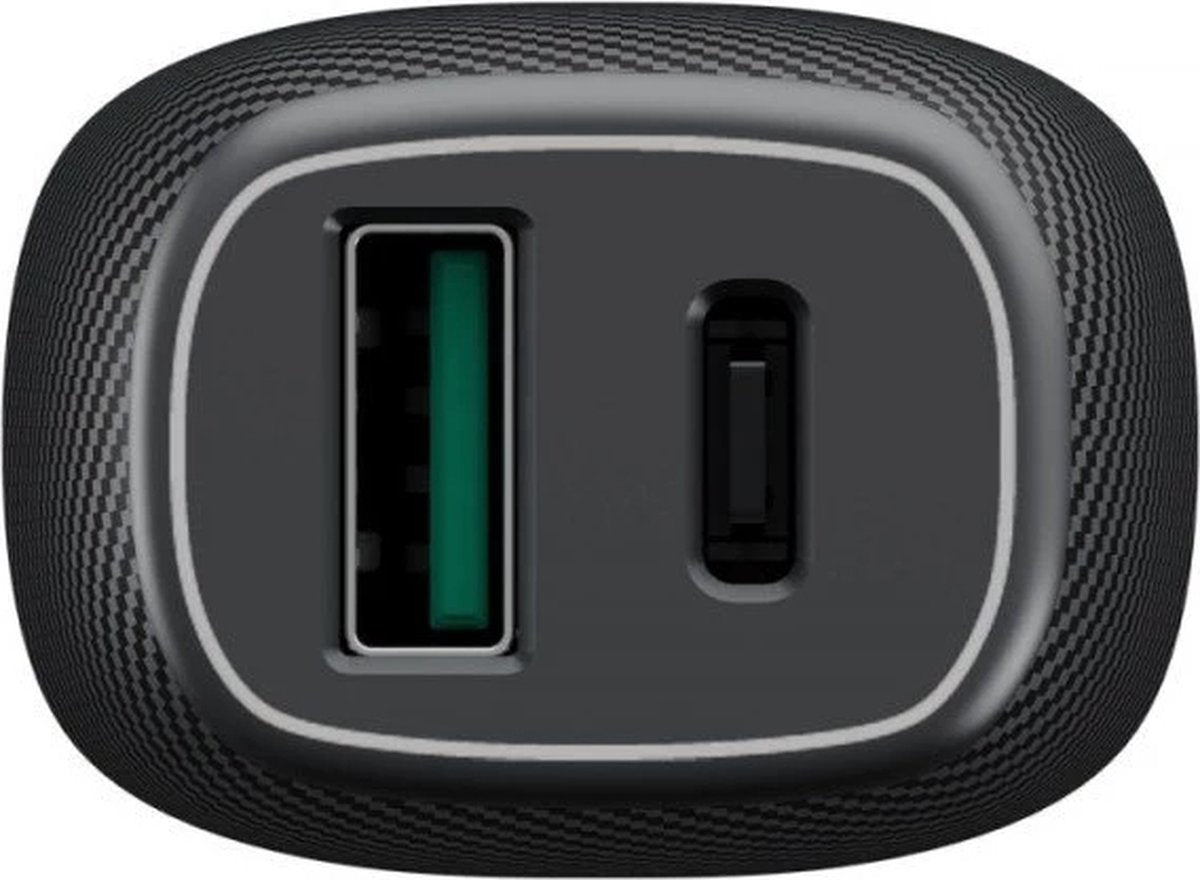 Fontastic 254512 Auto Oplader - snellader 3.0 - USB-A + Type-C - 36W - Zwart