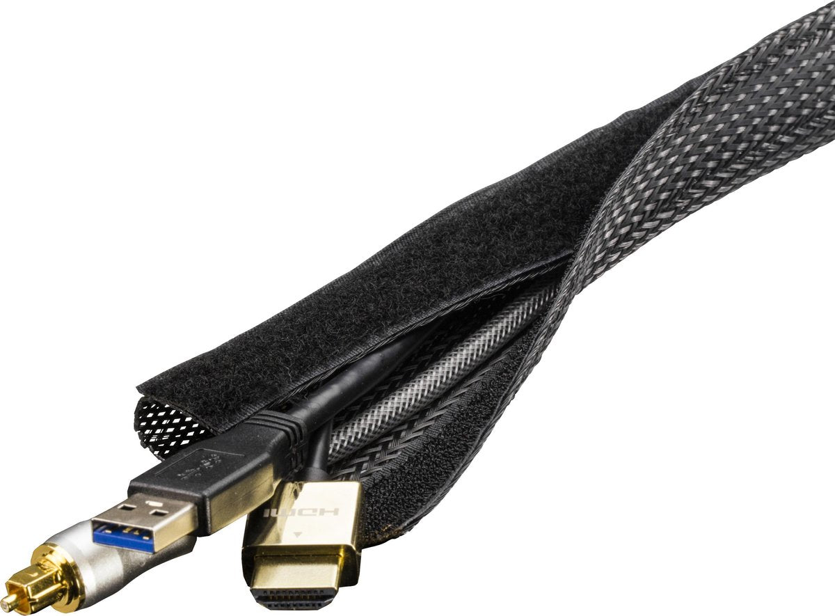 DELTACO LDR16 - Kabelsok in nylon met klittenband - 3 meter