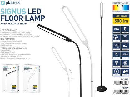 Platinet Signus LED Vloerlamp - Staanlamp Woonkamer - Lamp Slaapkamer - Dimbaar - 150cm