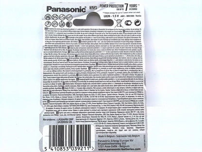 Panasonic PBALR020B2 , Alkaline Power Alkaline 1.5V niet-oplaadbare batterij - Type D