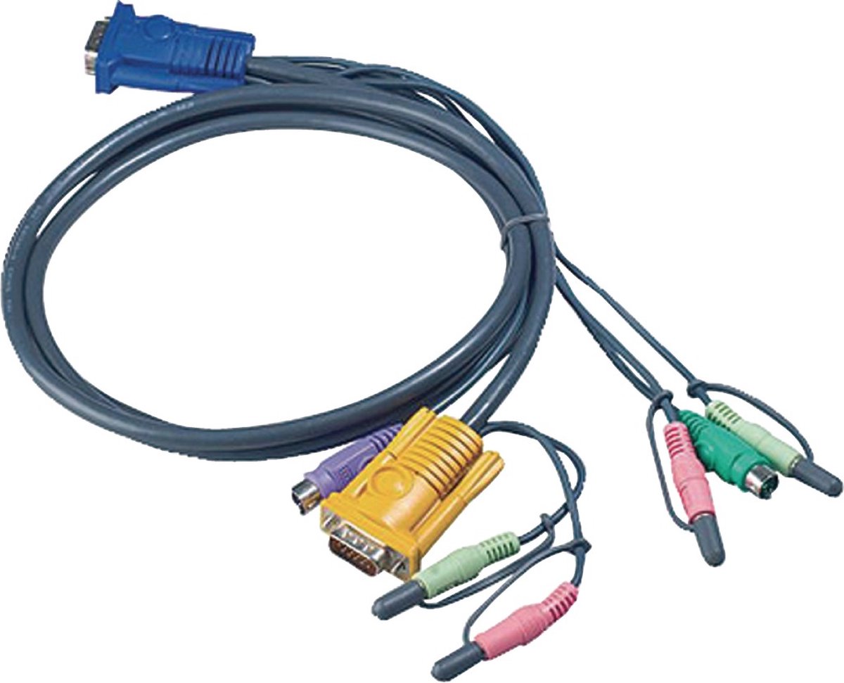 Aten 2L5302P toetsenbord-video-muis (kvm) kabel 1,8 m Zwart
