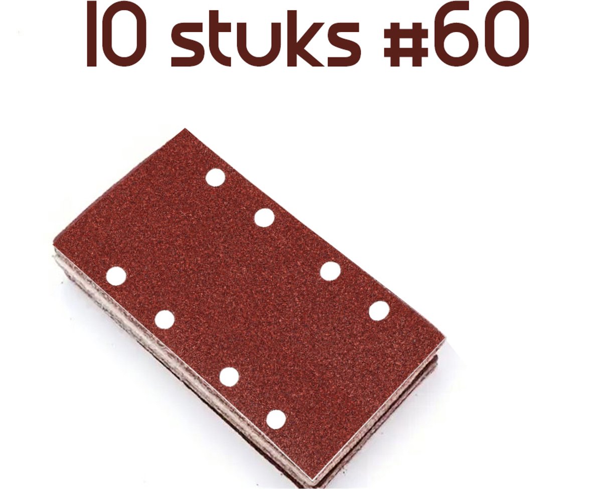 10 x Schuurpapier voor Schuurmachine - P60 Korrels - Zelfklevend schuurstroken - 93x185 mm