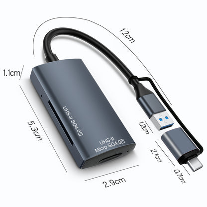 NÖRDIC USB Kaartlezer - Micro SD Kaart - SD Kaart lezer - USB-A, USB-C - Geschikt voor PC, Laptop, Smartphone & Tablet