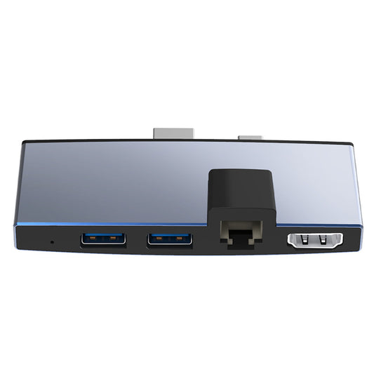 NÖRDIC SURF-101 Dockingstation - Geschikt voor MicroSoft Surface Pro - HDMI 4k30Hz, USB-A 5Gbps, RJ45 LAN, TF, SD - Space Gray