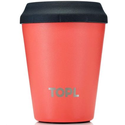 TOPL TPL8HC Lekvrije Thermosbeker - Vacuüm geïsoleerd - Roestvrijstaal - Met slimme deksel - 236 ML - Hot coral