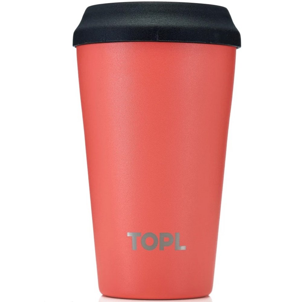 TOPL TPL12HC Leak-proof Thermos Cup - Vacuum Insulated - Stainless Steel - With Smart Lid - 355 ML - Hot Coral