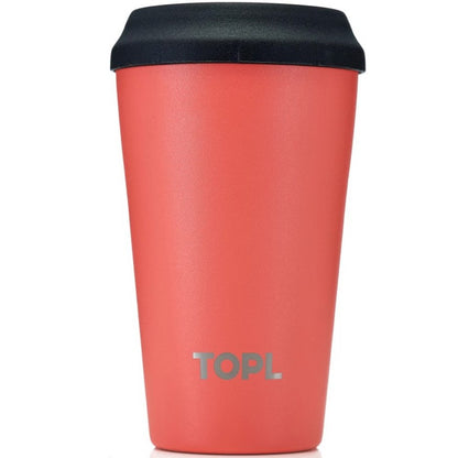 TOPL TPL12HC Leak-proof Thermos Cup - Vacuum Insulated - Stainless Steel - With Smart Lid - 355 ML - Hot Coral