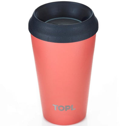 TOPL TPL12HC Leak-proof Thermos Cup - Vacuum Insulated - Stainless Steel - With Smart Lid - 355 ML - Hot Coral