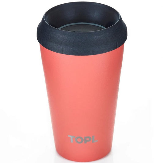 TOPL TPL12HC Lekvrije Thermosbeker - Vacuüm geïsoleerd - Roestvrijstaal - Met slimme deksel - 355 ML - Hot coral