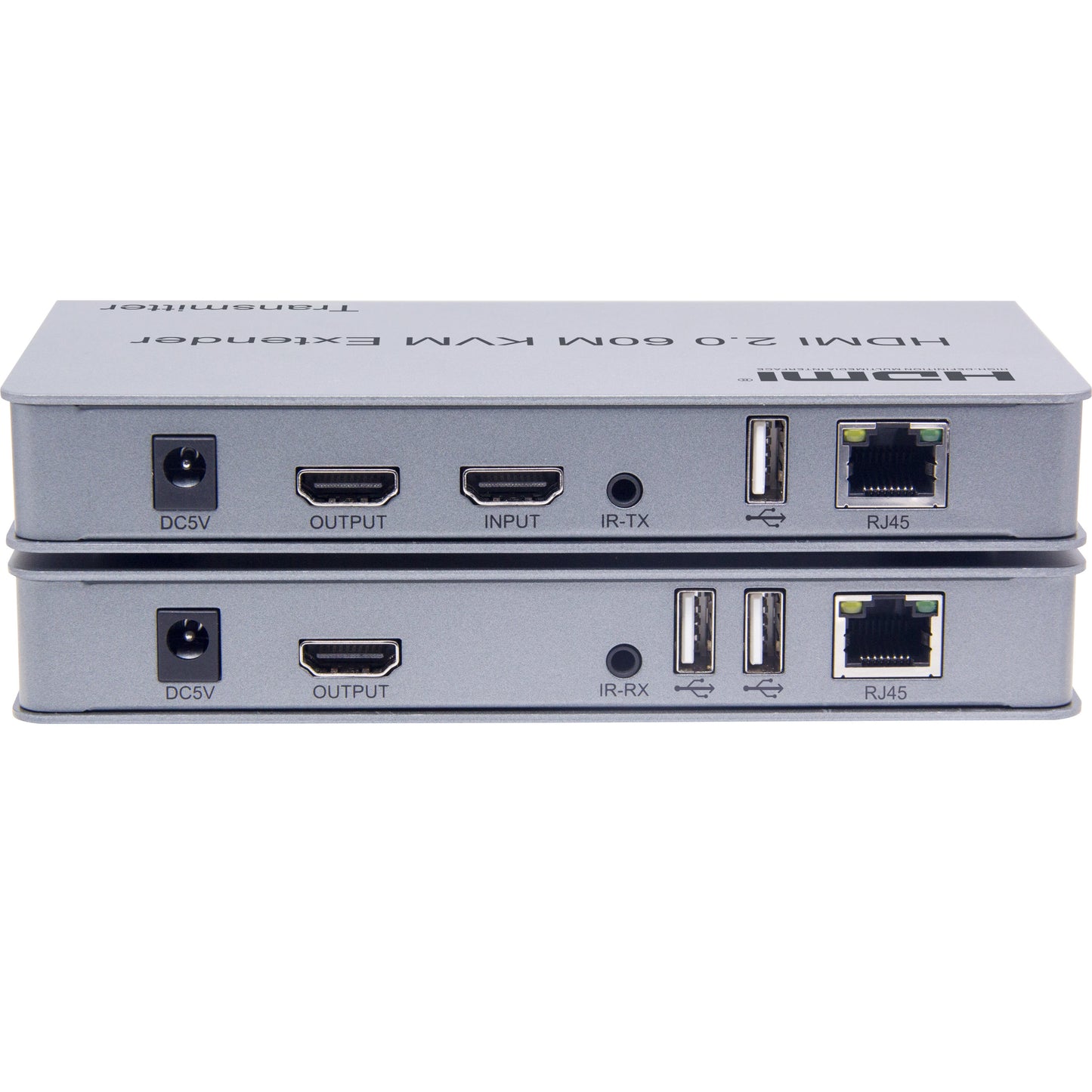 NÖRDIC KVM-EXT KVM Extender over Cat6 up to 60m - HDMI2.0 - 4K60Hz - 2xUSB - 1080p - Silver