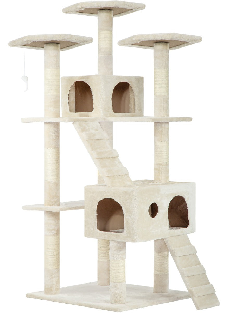 BestPet CT-T07-Beige Krabpaal voor katten - Speelhuis - Beige