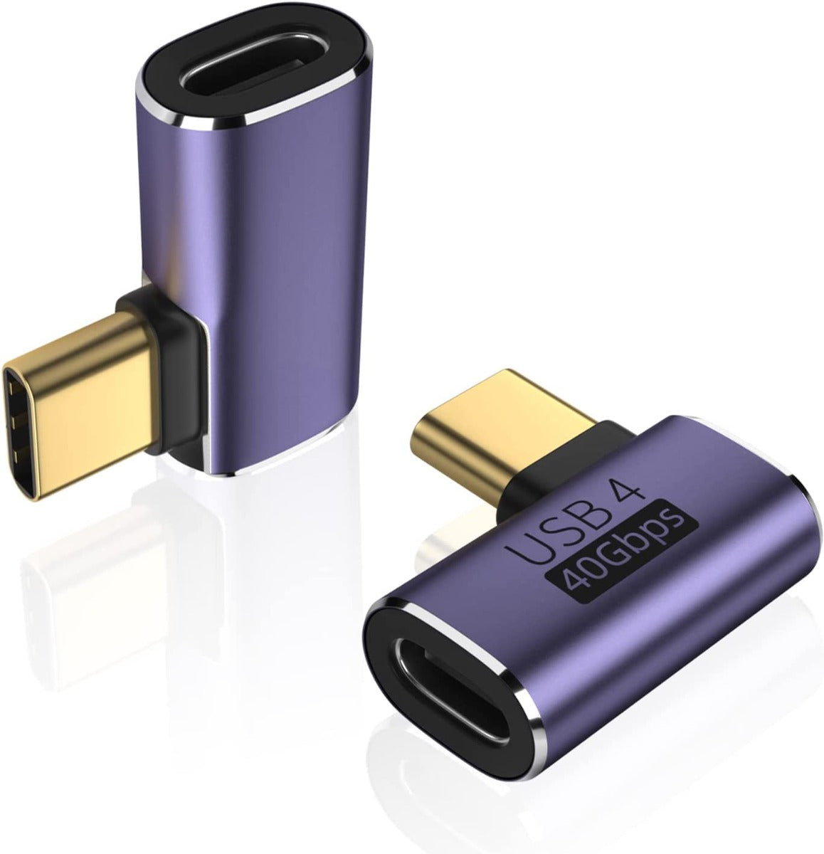 NÖRDIC USB4-301 - Right Angle Male to Female USB-C Adapter - 8K60Hz - 40Gb/s - PD 100W - Purple
