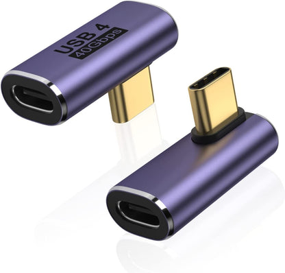 NÖRDIC USB4-304 - Haakse Vrouwelijk naar Mannelijk USB-C Adapter - 8K60Hz - 40Gb/s - PD 100W - Paars