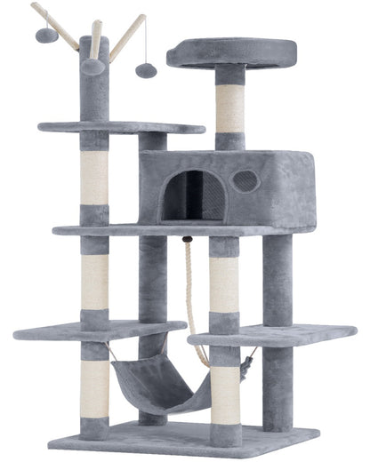 BestPet CT-T154-GREY Kattenboom voor katten - Speelhuis - Met hangmat - Grijs