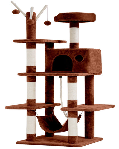 BestPet CT-T154-BROWN Kattenboom voor katten - Speelhuis - Met hangmat - Bruin