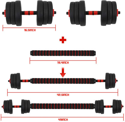 FDW AS8105 Fitness Dumbbellset - Verstelbare set - 16st totaal 19 kg - Zwart/Rood