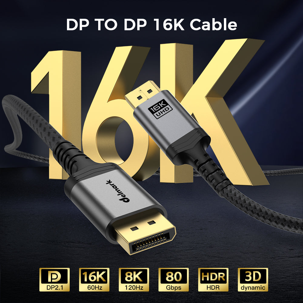 Delmark Displayport 2.0 Kabel - 16K60Hz 8K120Hz - 80Gbps - Ultra HD - Grijs