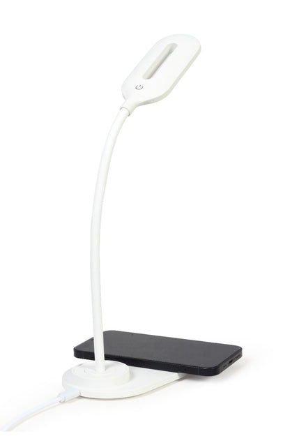 Gembird TA-WPC10-LED-01-W Bureaulamp - Met draadloze oplader Qi - USB - 10W - LED - Wit